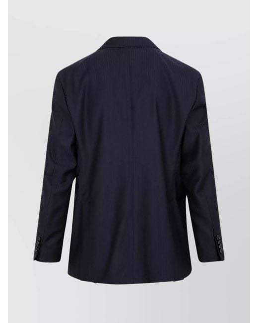 Etro Blue Virgin Wool Pinstripe Double-Breasted Blazer for men