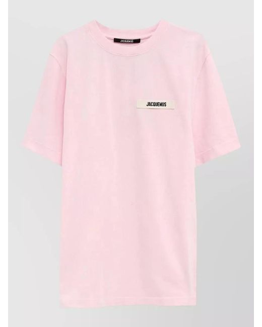 Jacquemus Pink Grosgrain Detail Cotton Relaxed Tshirt for men