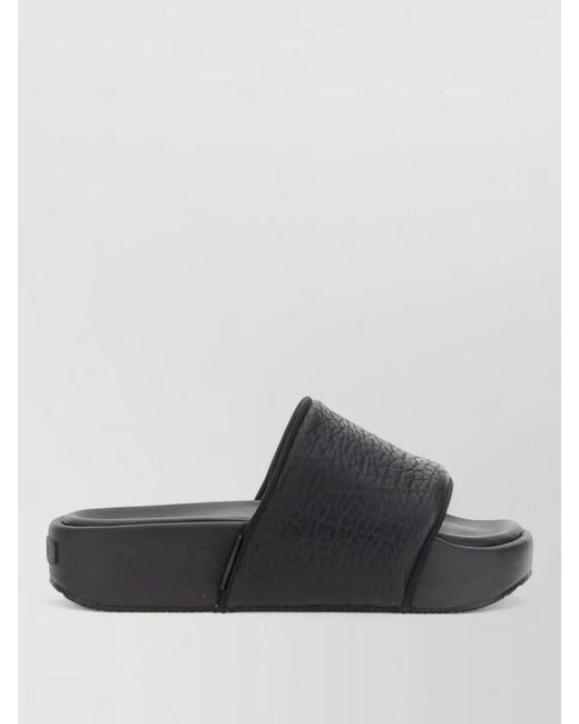 Y-3 Gray Grained Slide Sandals