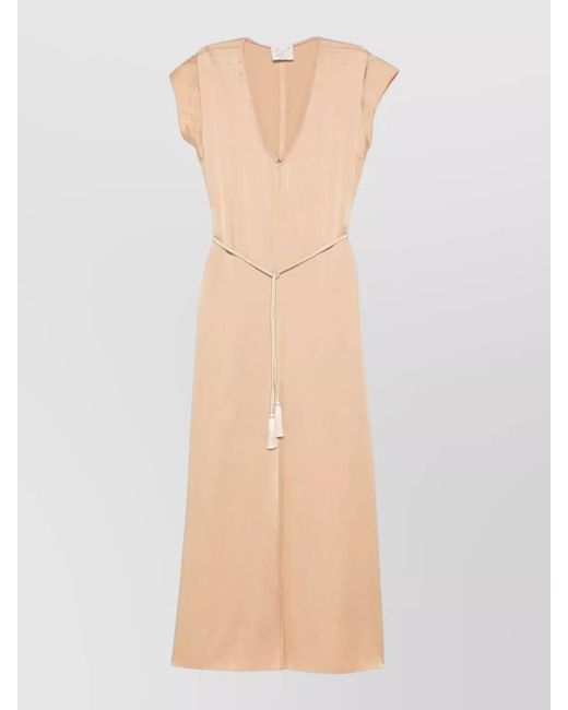 Forte_forte Multicolor V-Neck Short-Sleeve Midi Dress
