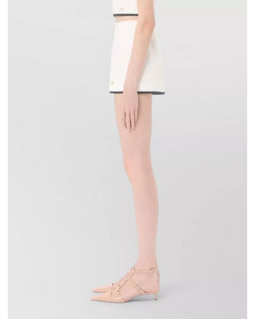 Valentino Natural Cotton Tweed Fitted Skirt