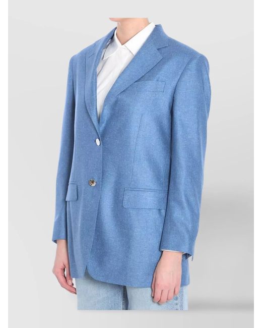Tagliatore Blue Silk Single-Breasted Blazer