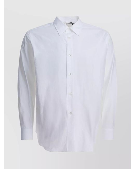 Auralee White Long Sleeve Cotton Shirt With Button Cuffs for men