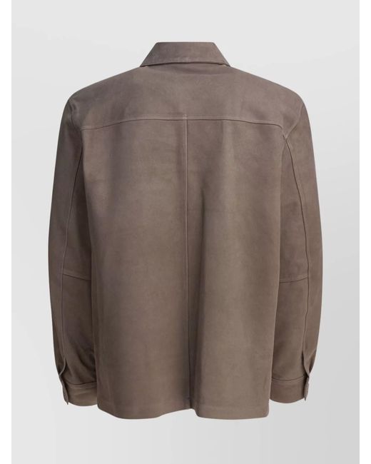 Vince Brown Suede Leather Shirt Jacket for men
