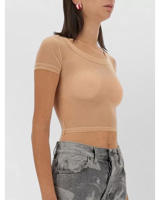 Fiorucci Blue Tulle Cropped Top Sheer Short Sleeves