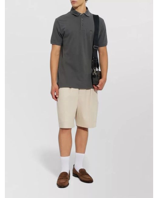 Etro Gray Cotton Polo Shirt Logo Detail for men