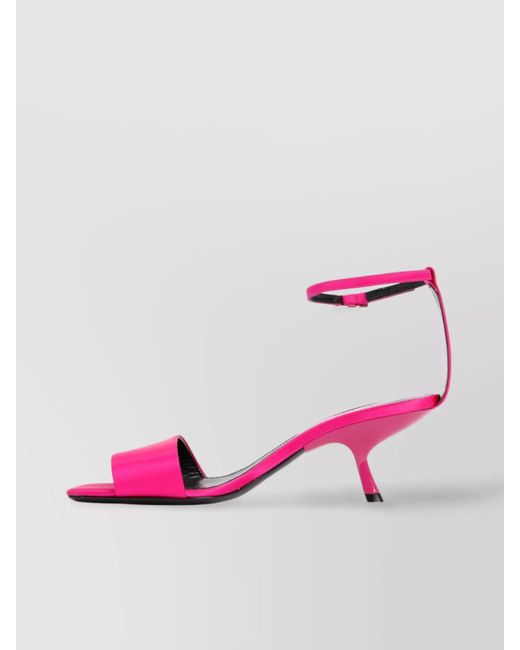 Sergio Rossi Pink Satin Strass-Embellished Kitten-Heel Sandals