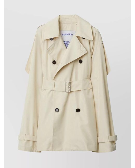 Burberry Natural Silk Double-Breasted Belted Jacket