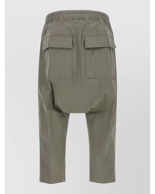 Rick Owens Green Cropped Drawstring Shorts Back Flap Pockets for men