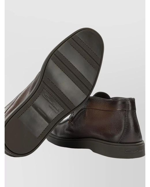 Santoni Brown Leather Dragon Loafers for men