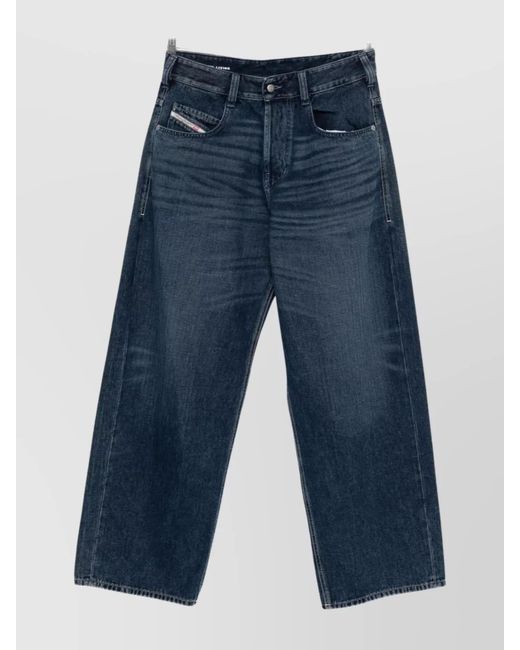 DIESEL Blue Cotton Oversized Wide-Leg Jeans for men
