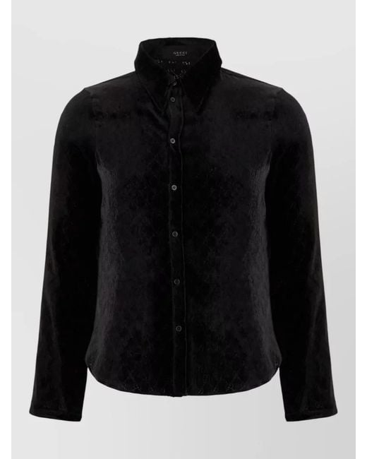 Gucci Black Stretch Velvet Shirt Long Sleeves Design for men