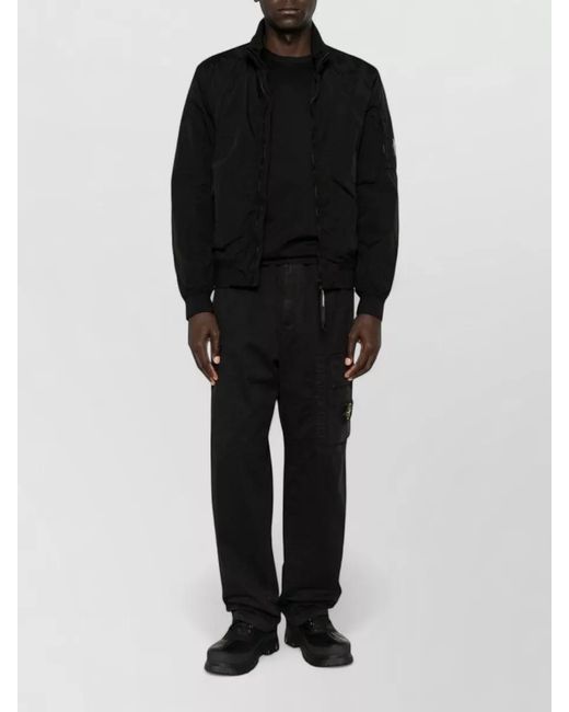 C P Company Black Short Jacket Side Pockets Ribbed Cuffs Hem for men