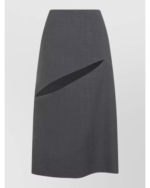 Jil Sander Gray High Waist Asymmetric Midi Length Skirt