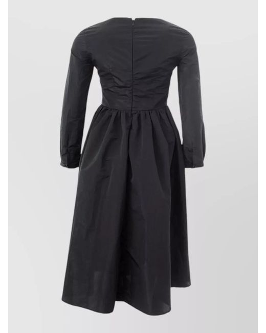 Lardini Black V-Neck Long-Sleeve Midi Dress