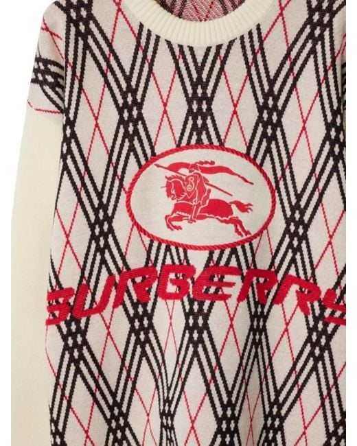 Burberry Multicolor Argyle Pattern Crew Neck Sweater for men
