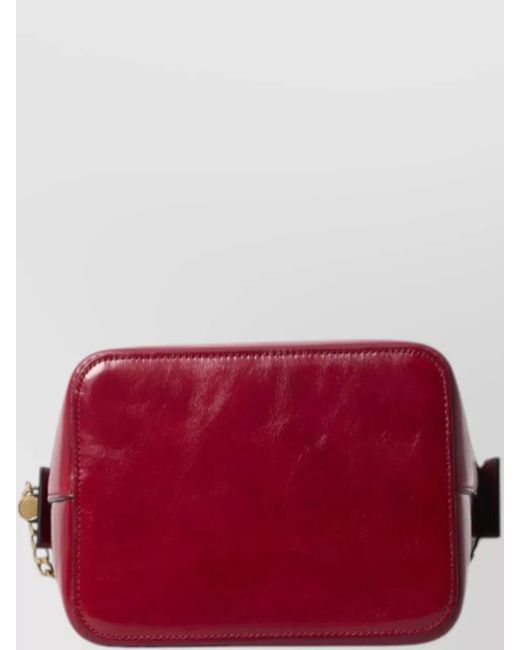 Versace Red La Medusa Leather Bucket Bag