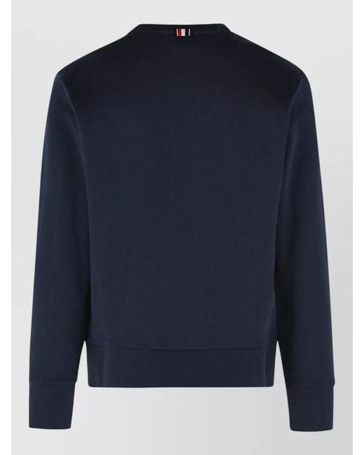 Thom Browne White Colorblock 4 Bar Crew Neck Sweatshirt for men