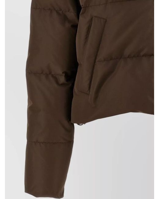 Miu Miu Brown Down Jacket Crust Leather Top Drawstring Hem