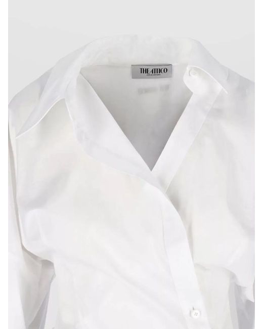 The Attico White Asymmetric Cotton Shirt Dress