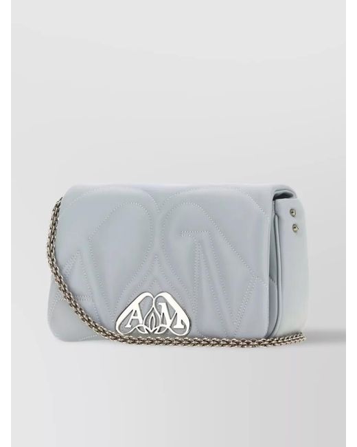 McQueen Gray The Seal Small Leather Crossbody Bag