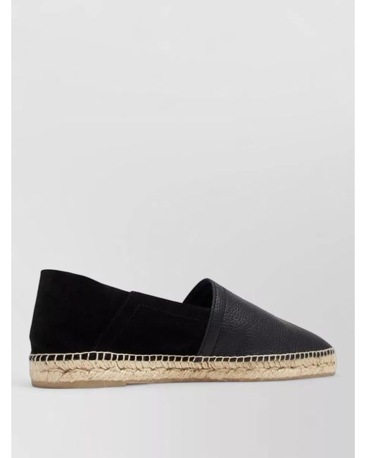 Castaner Black Espadrilles Round Toe Textured Upper Jute Sole for men