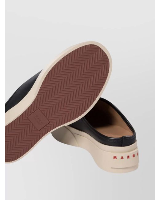 Marni Black Leather Platform Slippers
