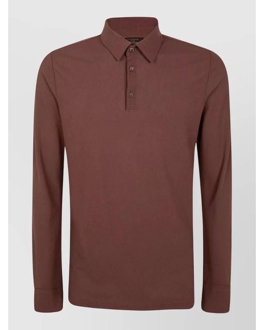 Zanone Brown Long Sleeve Polo Shirt Menswear Collection for men