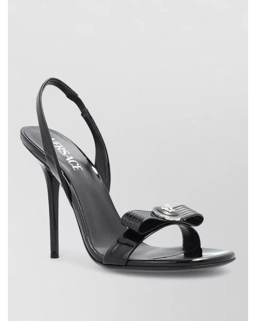 Versace Metallic Glossy Finish Open Toe Leather Sandals