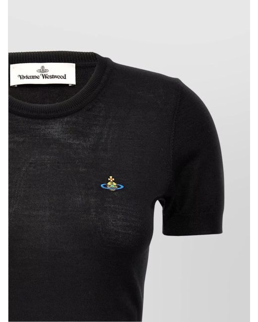 Vivienne Westwood Black Wool Silk Fine-Knit Short-Sleeve Crew-Neck T-Shirt