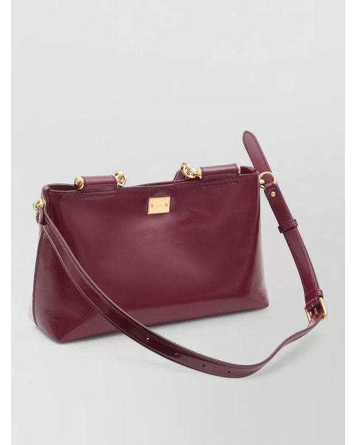 Dolce & Gabbana Purple Vittoria Calfskin Leather Tote Bag