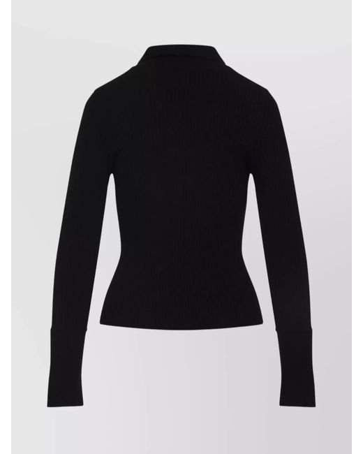 Courreges Blue Ribbed Long-Sleeve Polo Shirt