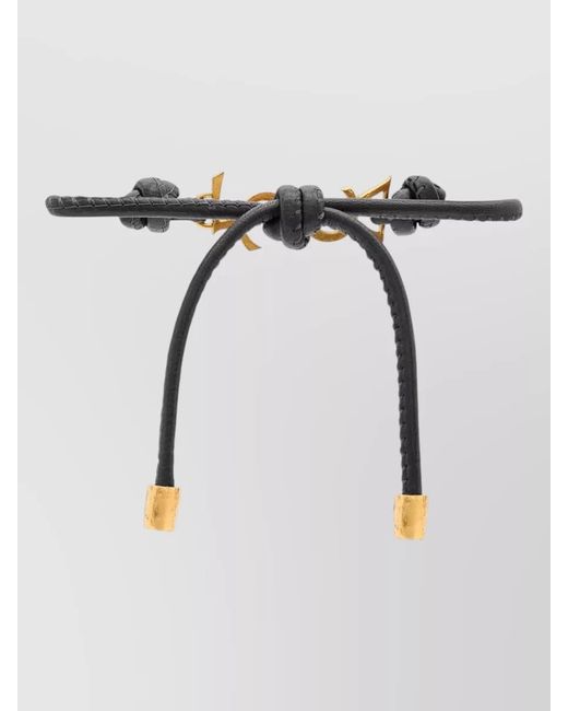 Saint Laurent Multicolor Cassandre Leather Cord Bracelet Knot Detail