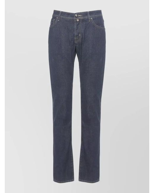 Jacob Cohen Blue Straight Cut Denim Jeans Handkerchief Detail for men