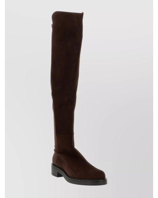 Stuart Weitzman Brown Over-The-Knee Block Heel Round Toe Boots