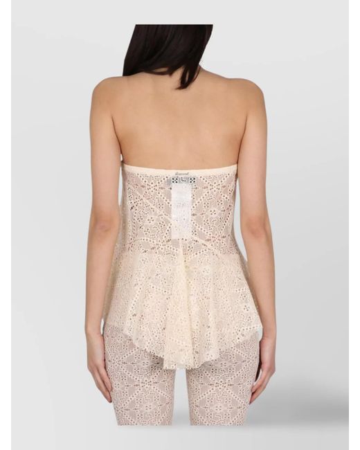 DSquared² Pink Embroidered Cropped Blouse