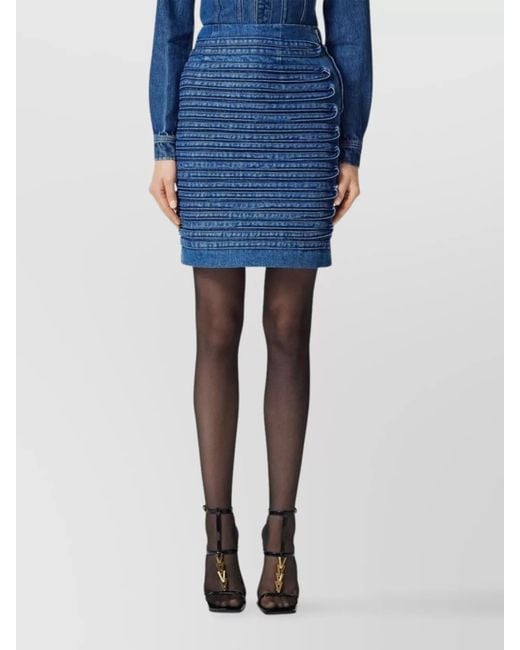 Versace Blue Denim High-Rise Paneled Mini Skirt