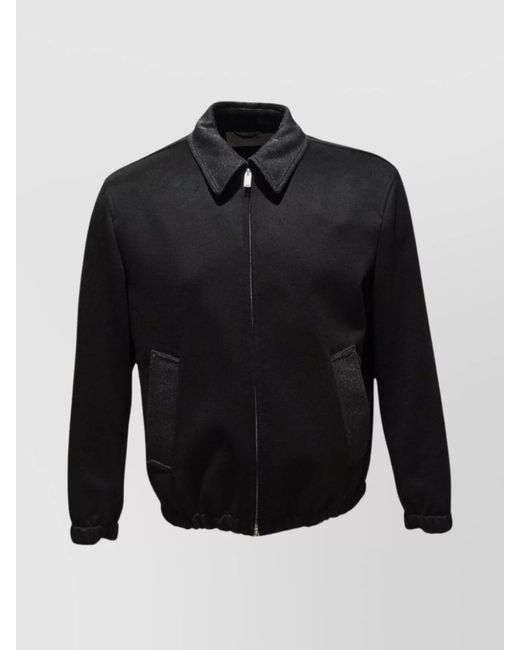 Lardini Black Collared Jacket Front Pockets for men