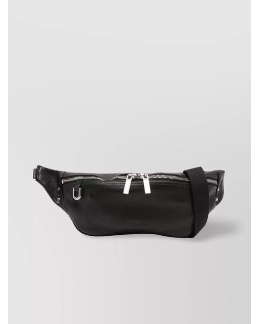 Rick Owens Black Calf Leather Belt Bag With Adjustable Strap