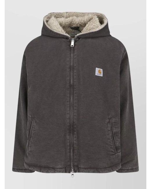 Carhartt Gray Hooded Jacket Casual Style Side Pockets for men