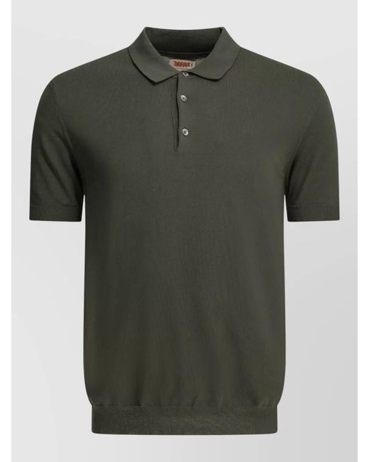 Baracuta Green Polo Collar Shirt Ribbed Cuffs Short Sleeves for men