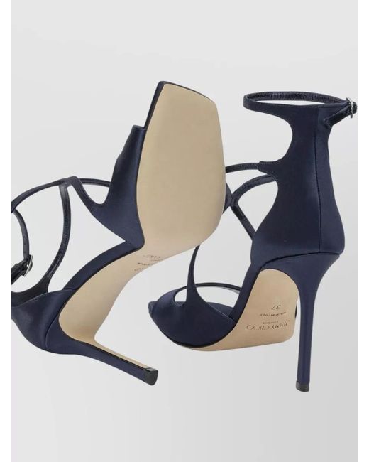 Jimmy Choo Blue Azia 95Mm Ankle Strap Strappy Sandals