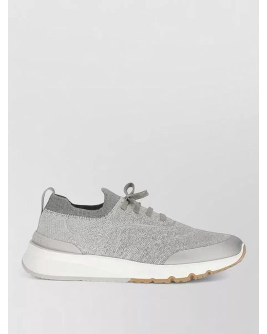 Brunello Cucinelli White Cotton Low-Top Sneakers for men