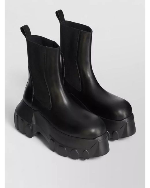Rick Owens Black Beatle Ankle Boots Chunky Sole Elastic