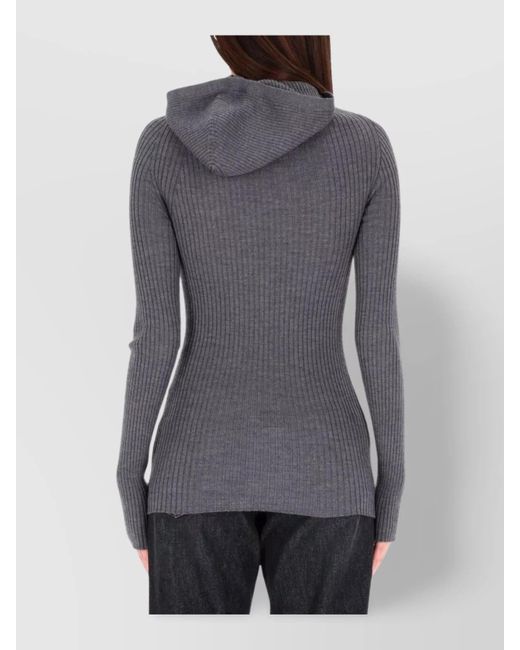 Jean Paul Gaultier Gray Ribbed Merino Wool Sweater