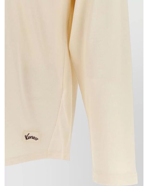 KENZO Natural Varsity Logo Long Sleeve Casual T Shirt for men