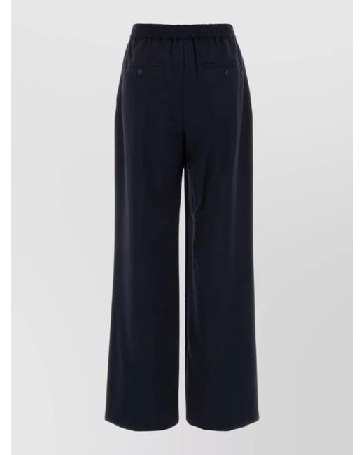Weekend by Maxmara Blue Wool Mallo Trousers Wide Leg Back Pockets