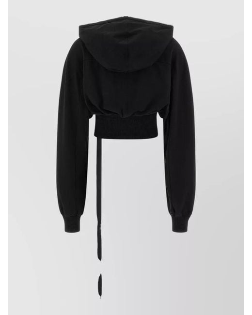 Rick Owens Black Collage Gimp Cropped Hooded Sweatshirt Jacket
