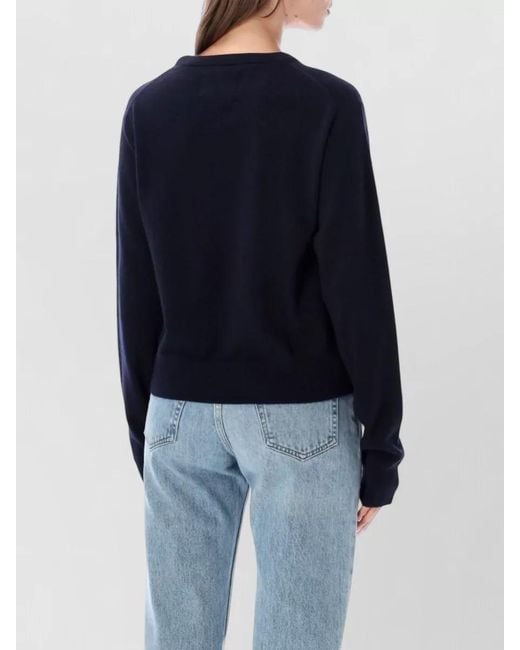 Extreme Cashmere Blue March Crew Neck Lightweight Rib Knit Sweater