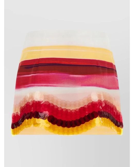 Fendi Multicolor Striped Cotton Skirt High Waist Sequins